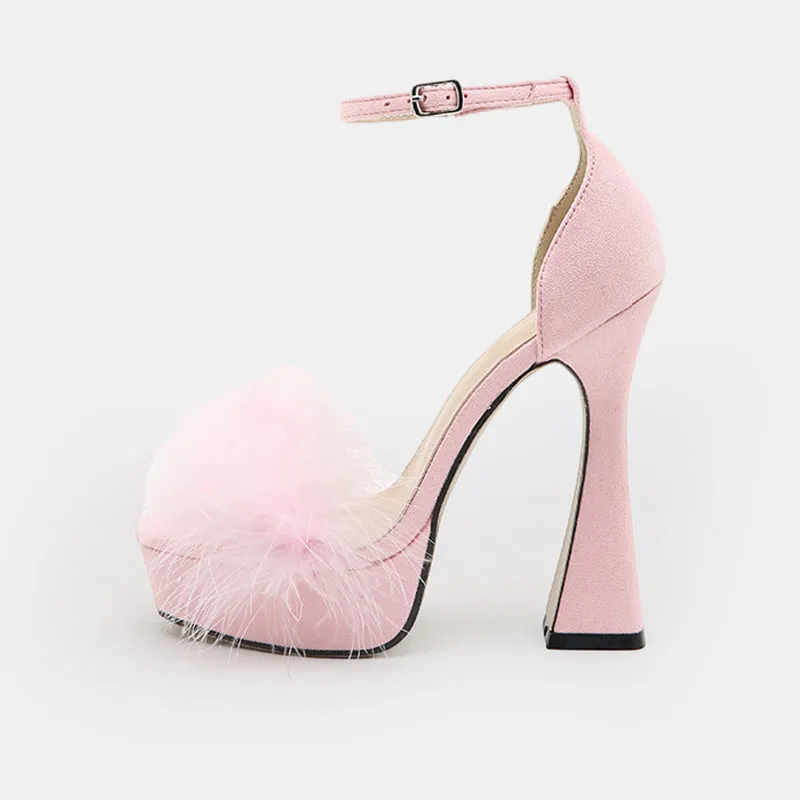 Acacia Glamorous Feather-trimmed Sandals