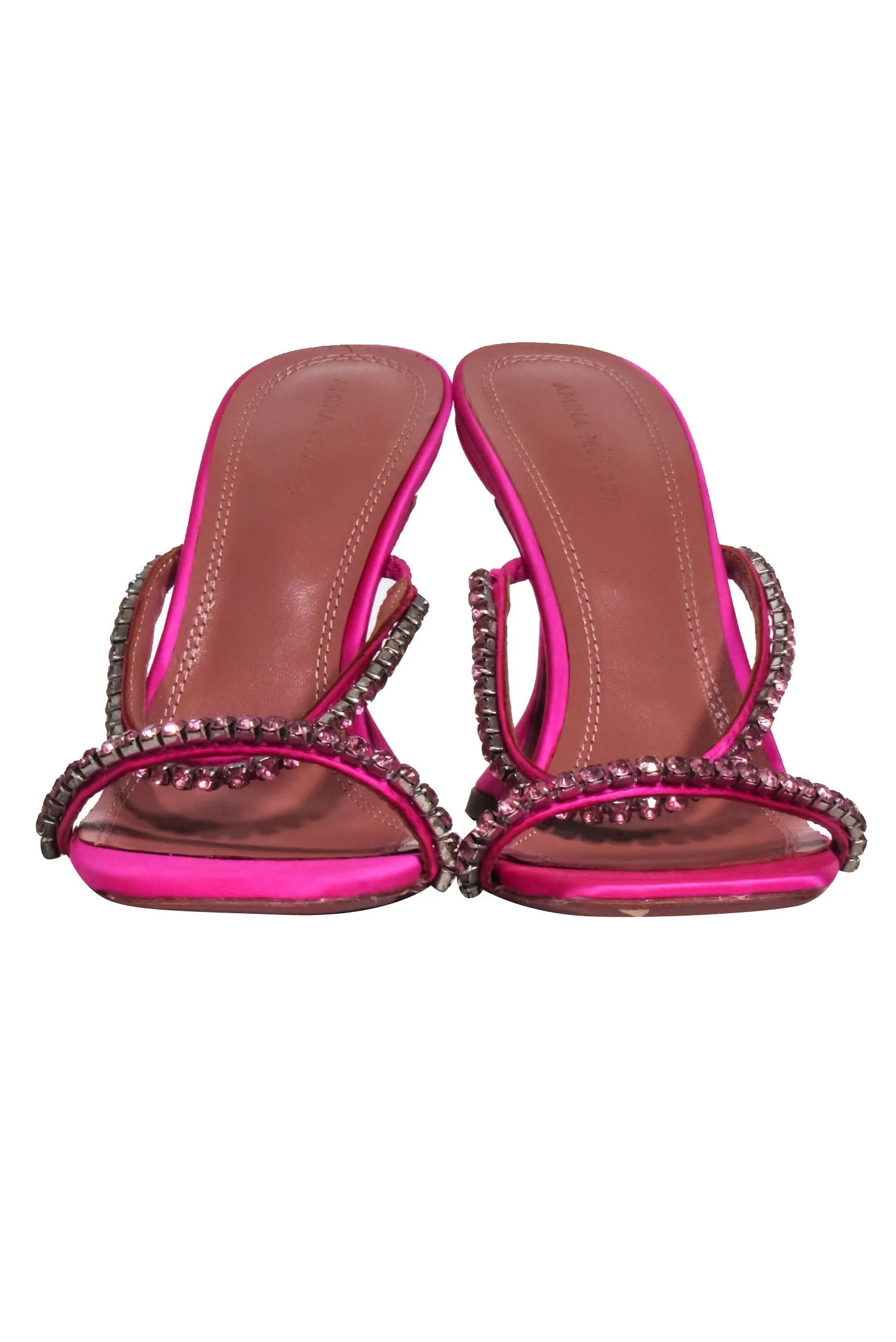 Amina Muaddi - "Gilda" Hot Pink Jewel Strappy Heels Sz 7
