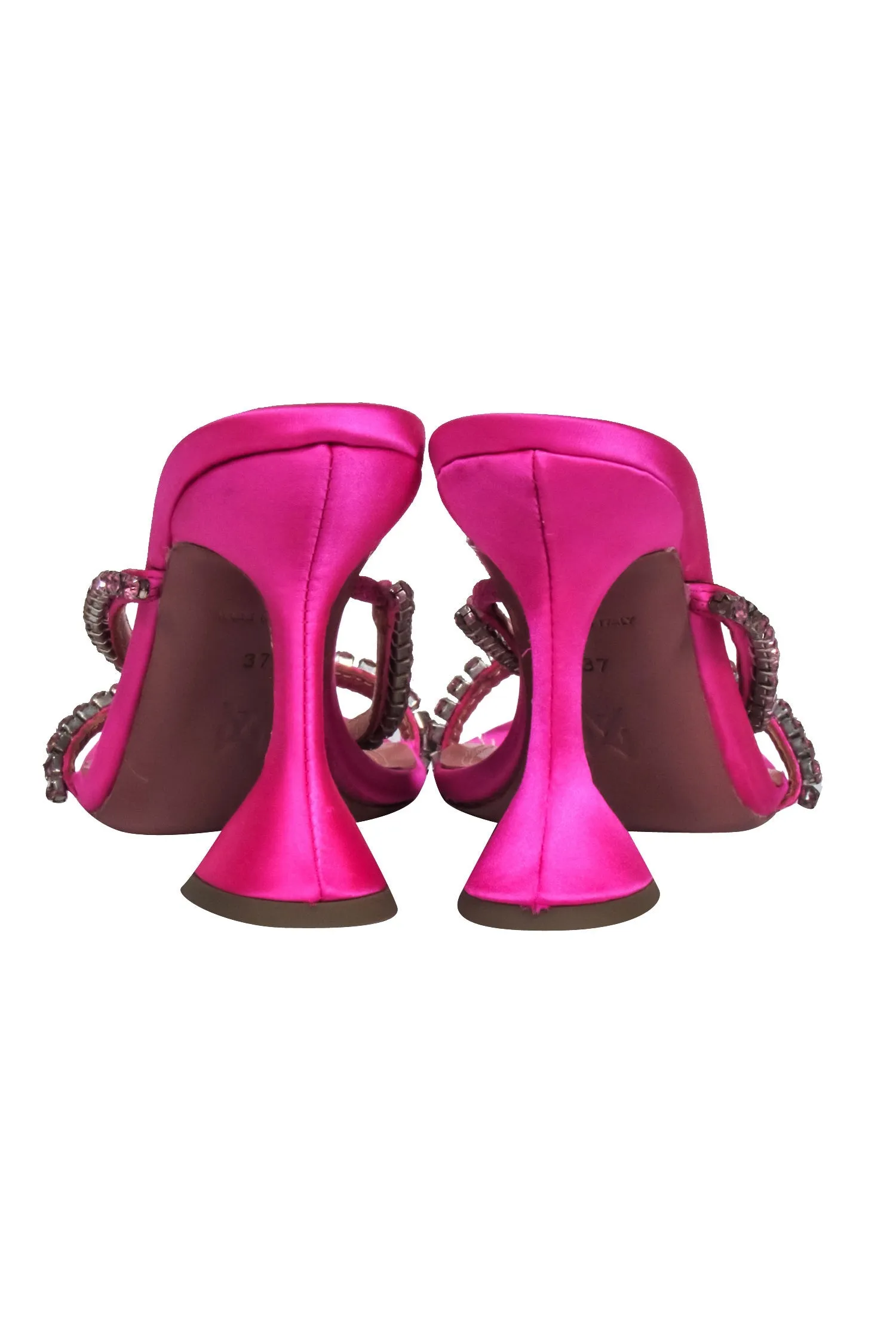 Amina Muaddi - "Gilda" Hot Pink Jewel Strappy Heels Sz 7