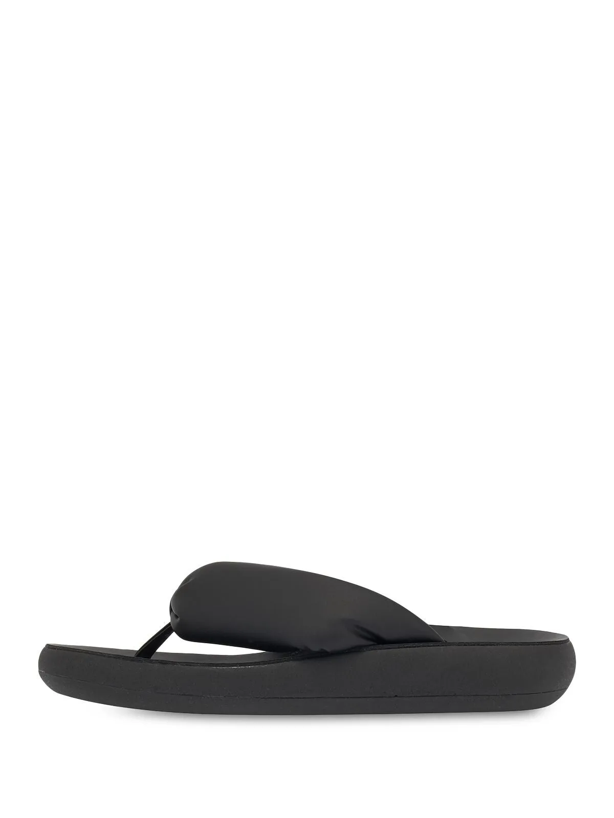 ANCIENT GREEK SANDALS Womens Black Ankle Strap Rhinestone Charisma Round Toe Wedge Buckle Heeled Thong Sandals