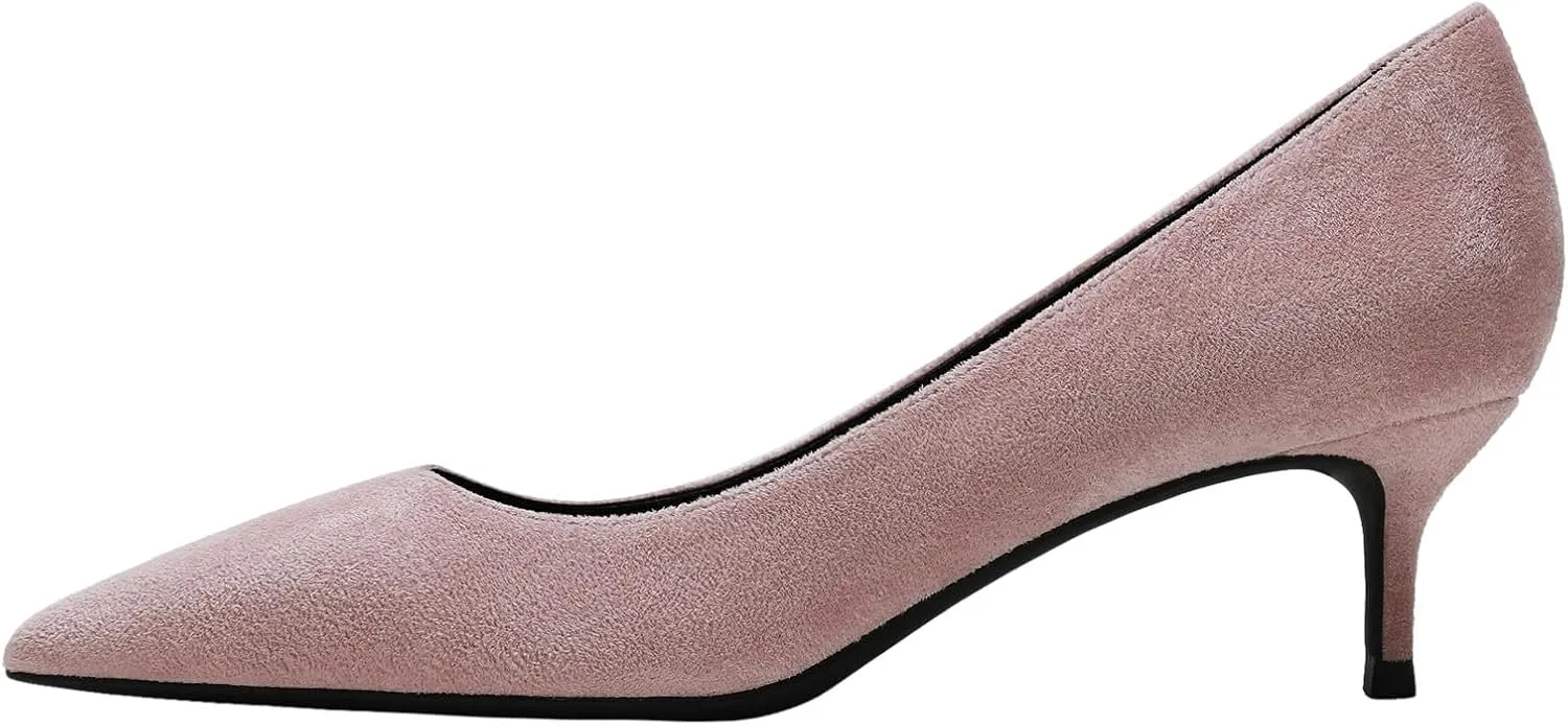 ANUFER Women's Velvet 5CM/8CM High Heels Elegant Pointed Toe Pumps Office Work Shoes