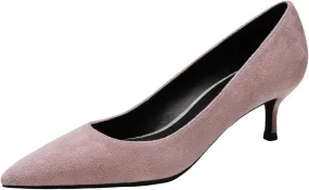 ANUFER Women's Velvet 5CM/8CM High Heels Elegant Pointed Toe Pumps Office Work Shoes