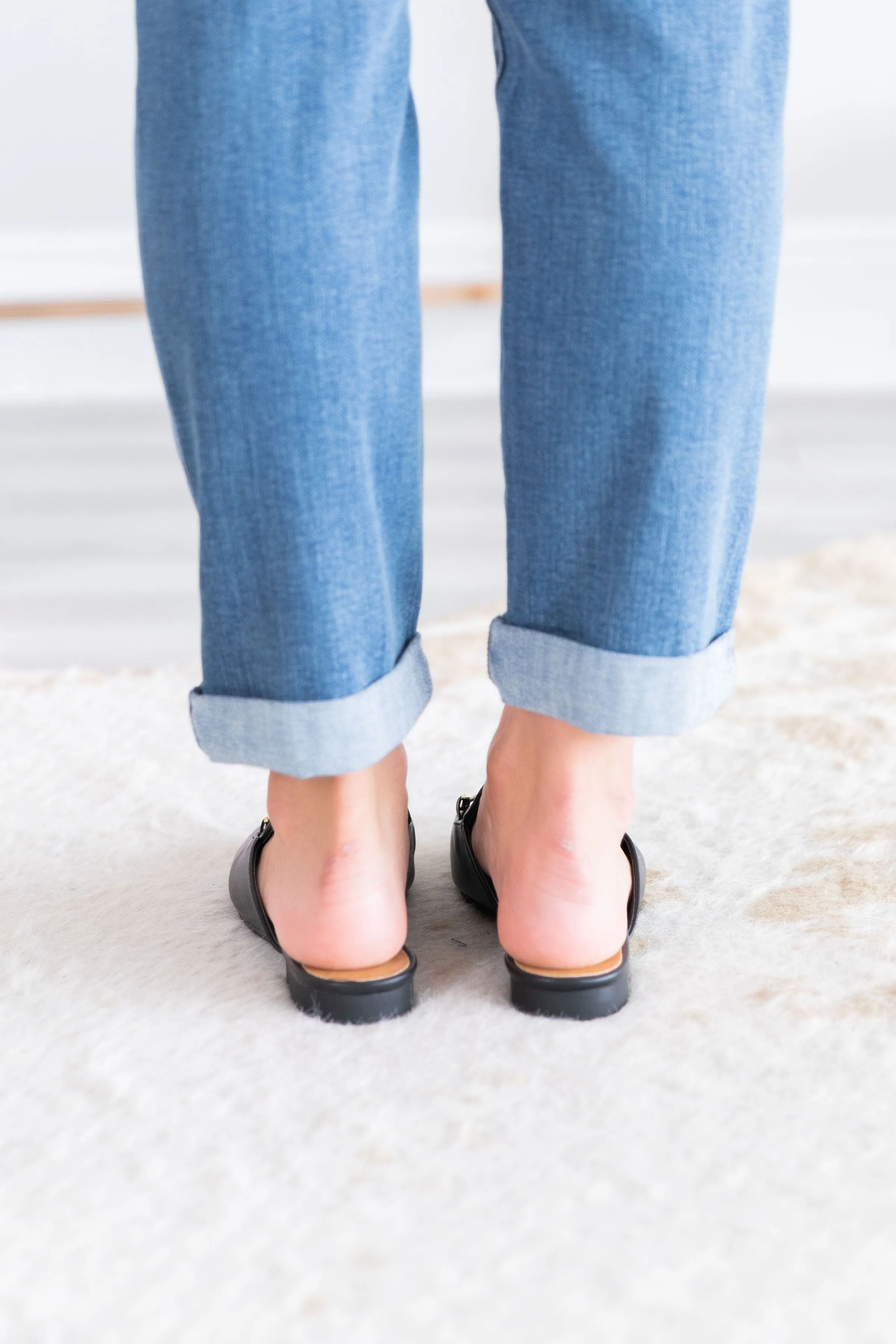 Be Your Own Boss Black Flat Mules