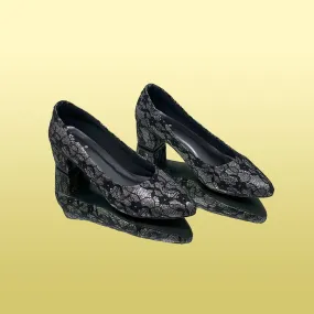 Black Lace Block Heels