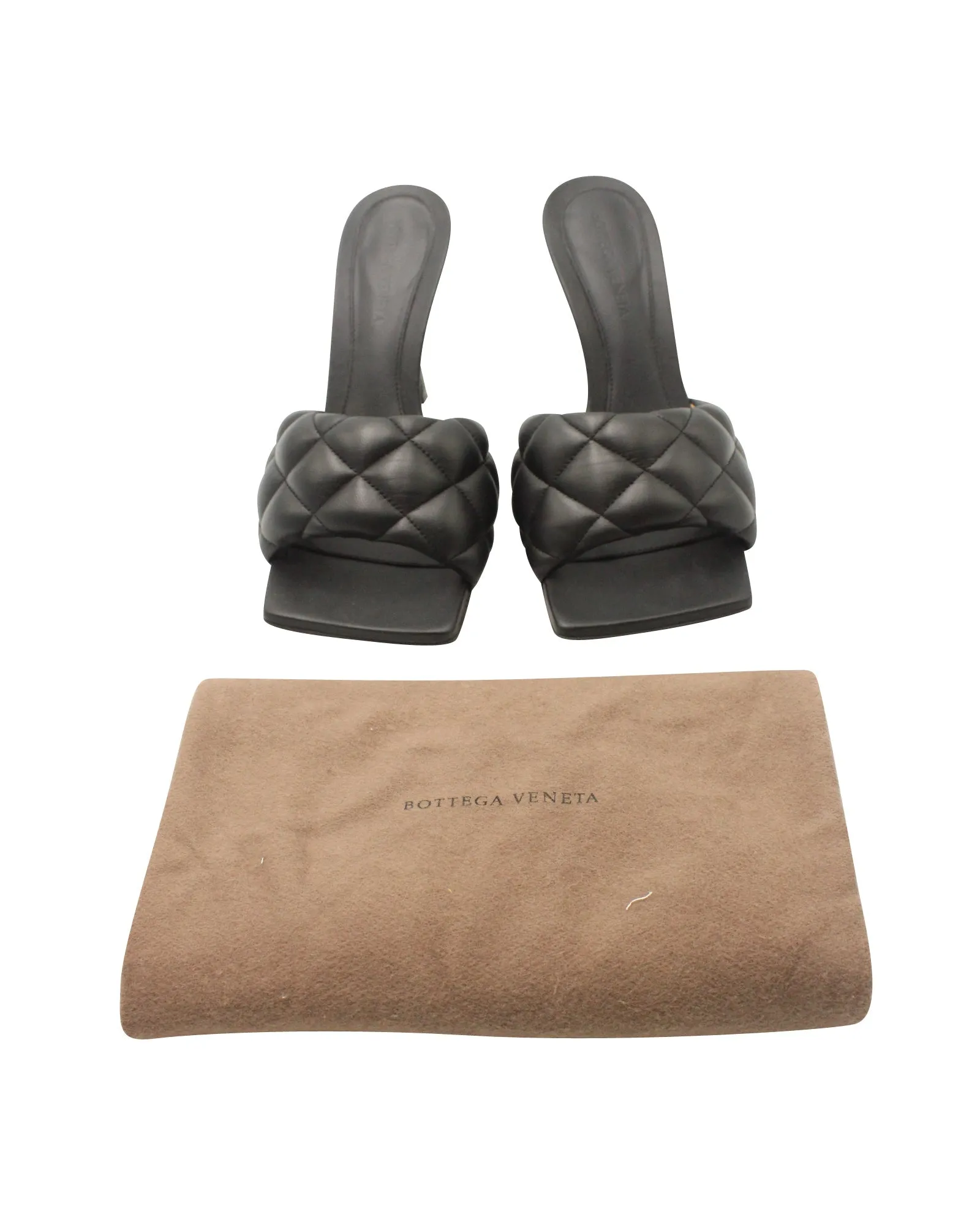 Bottega Veneta Quilted Padded Sandals in Black Leather