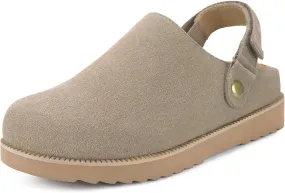 Clogs for Women Platform Clogs Slippers Classic Suede Leather Mules with Arch Support Comfortable Slip-on Sandals Shoes for Indoor Outdoor