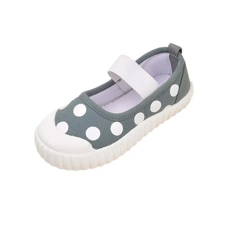 Cute Polka Dot Soft Soled Kids Canvas Indoor Sneakers