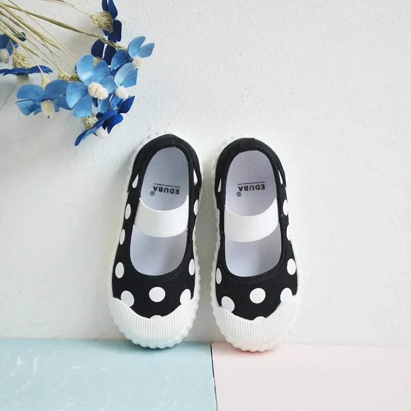 Cute Polka Dot Soft Soled Kids Canvas Indoor Sneakers