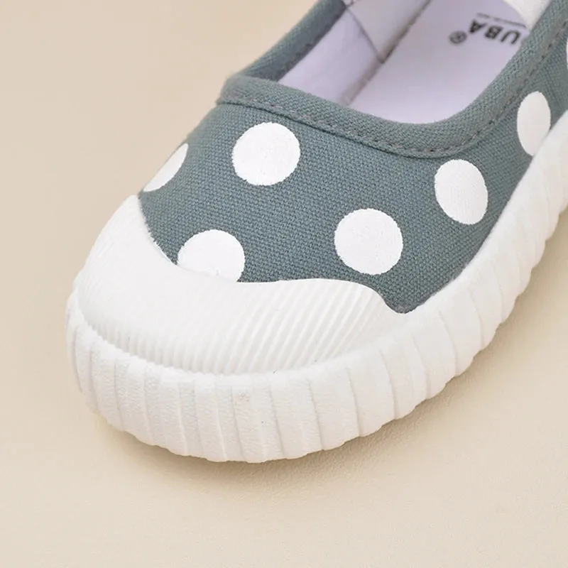 Cute Polka Dot Soft Soled Kids Canvas Indoor Sneakers