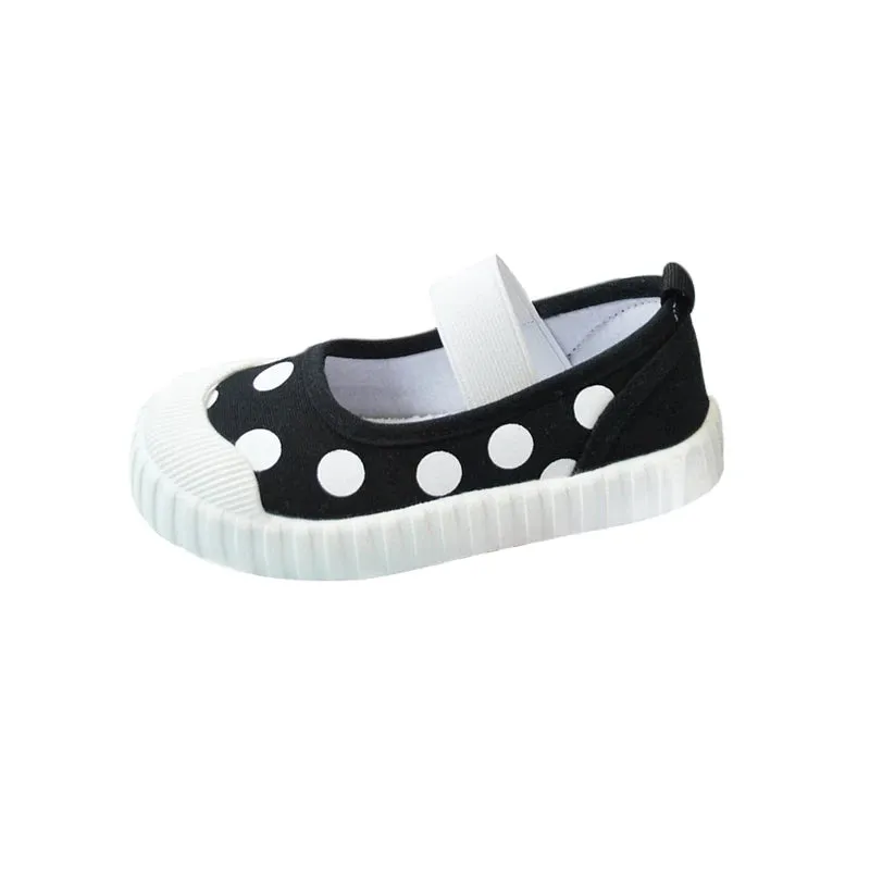Cute Polka Dot Soft Soled Kids Canvas Indoor Sneakers