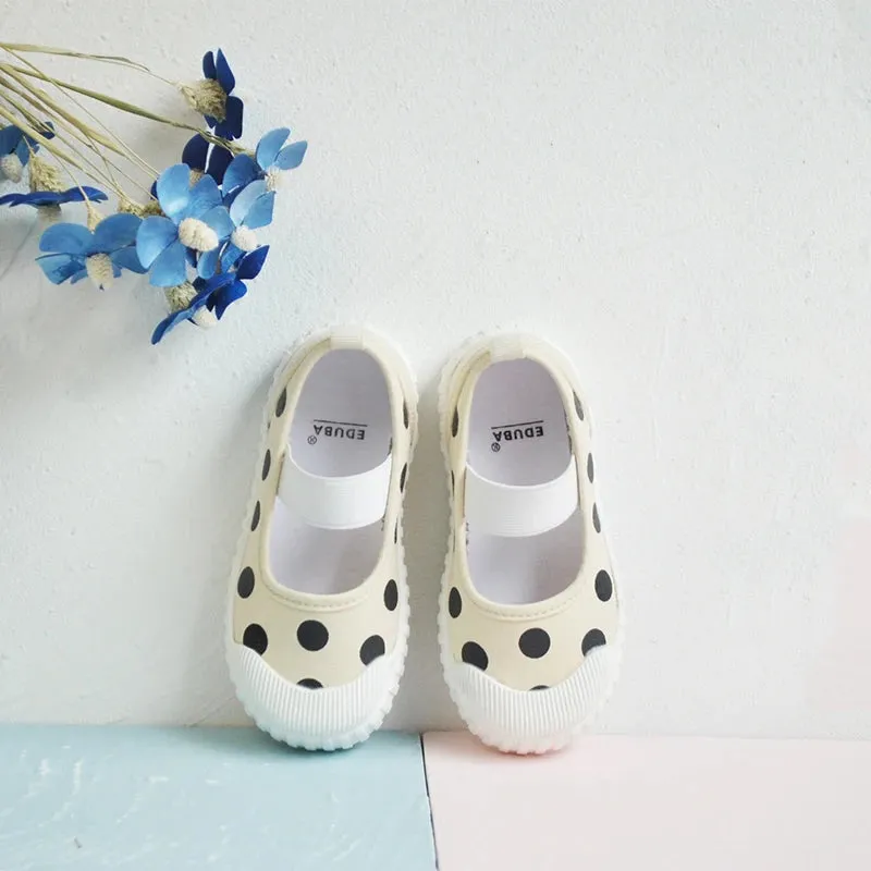 Cute Polka Dot Soft Soled Kids Canvas Indoor Sneakers