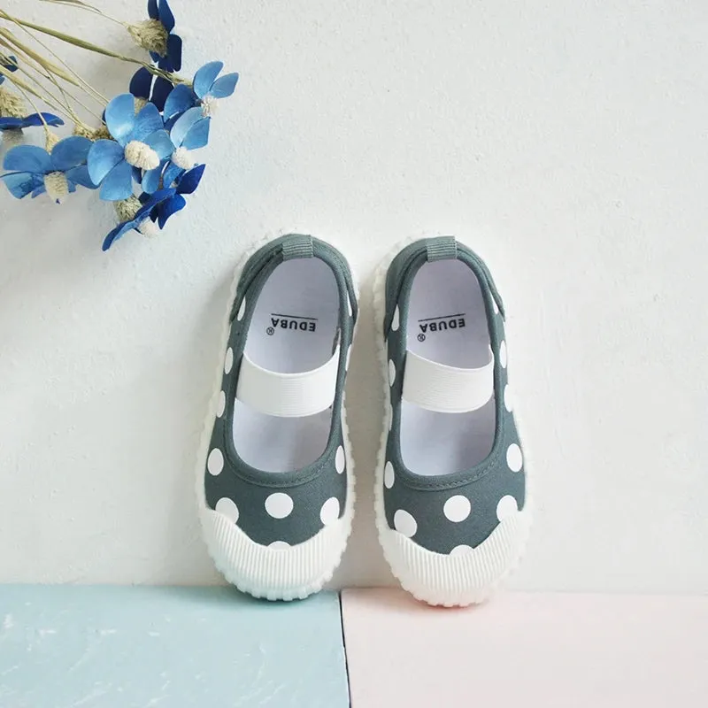 Cute Polka Dot Soft Soled Kids Canvas Indoor Sneakers
