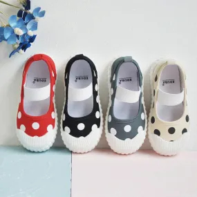 Cute Polka Dot Soft Soled Kids Canvas Indoor Sneakers