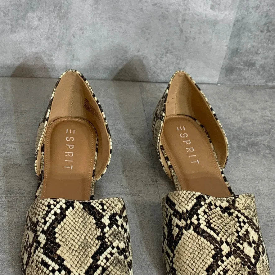 ESPRIT Natural Snake Piper Almond-Toe Slip-On Flats SZ 10