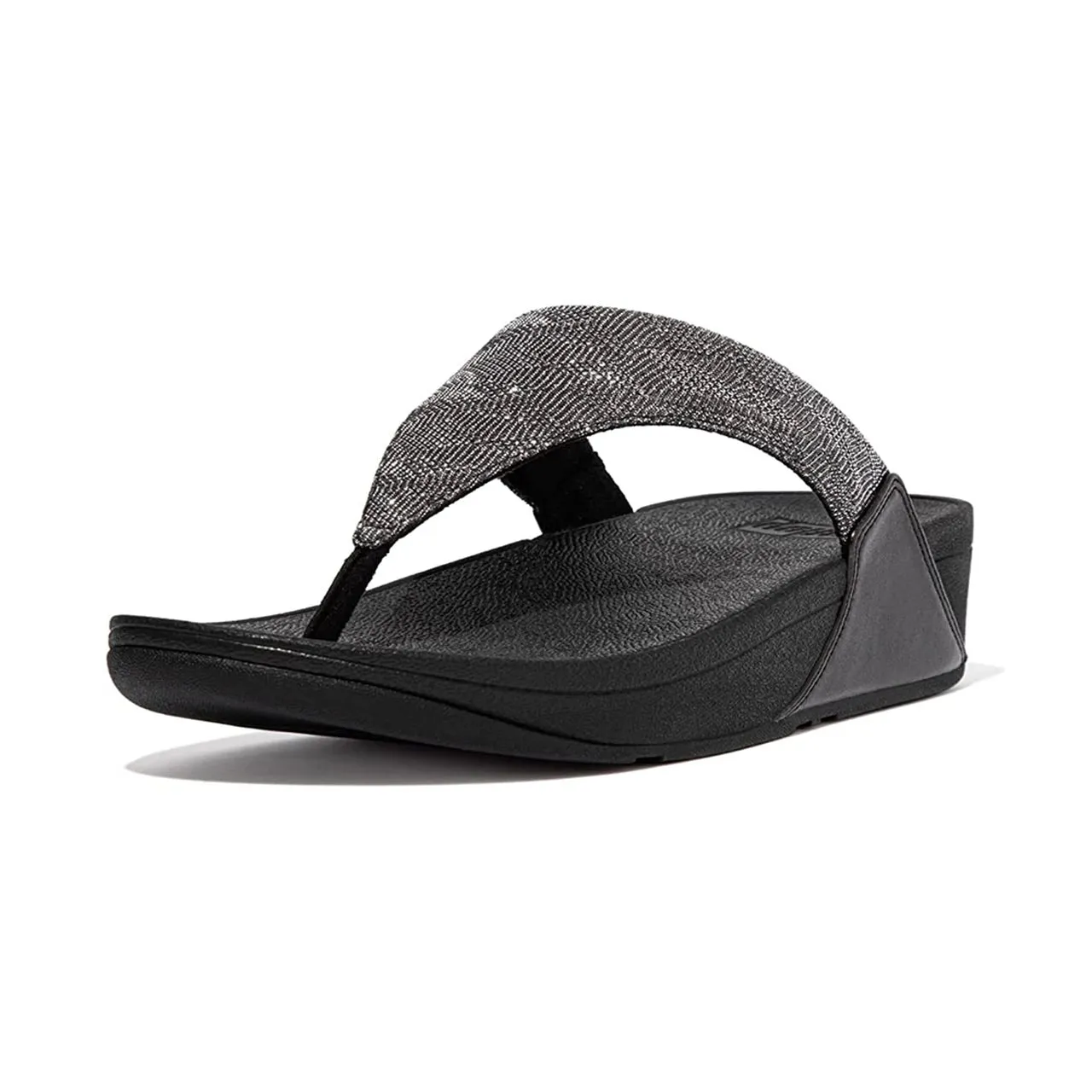 FitFlop Lulu Glitz Toe Post Sandal Silver / Black / Gold