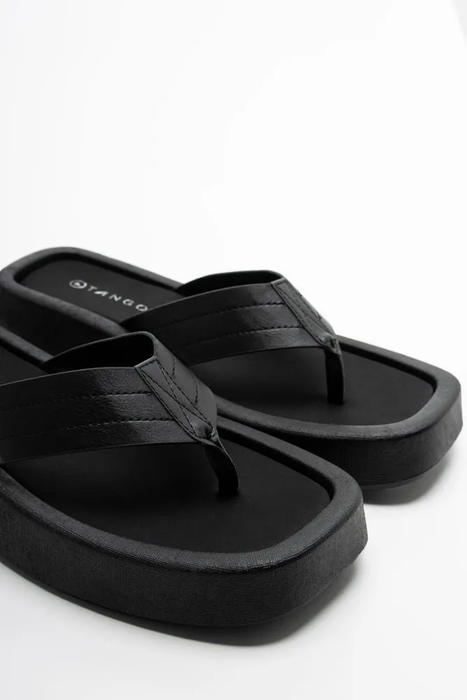Flat Form Thong Sandal Black