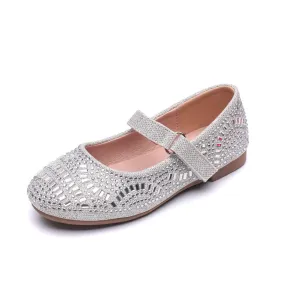Girls' Soft Bottom Rhinestone Mary Jane Flats Leopard Print Princess Shoes