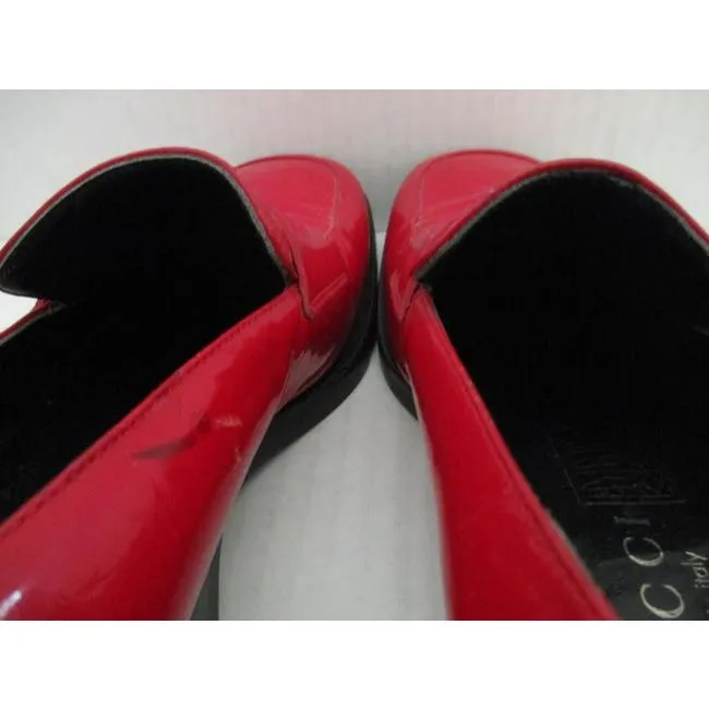 Gucci Purple Red Patent Leather Vintage Loafer Flats Size Eu