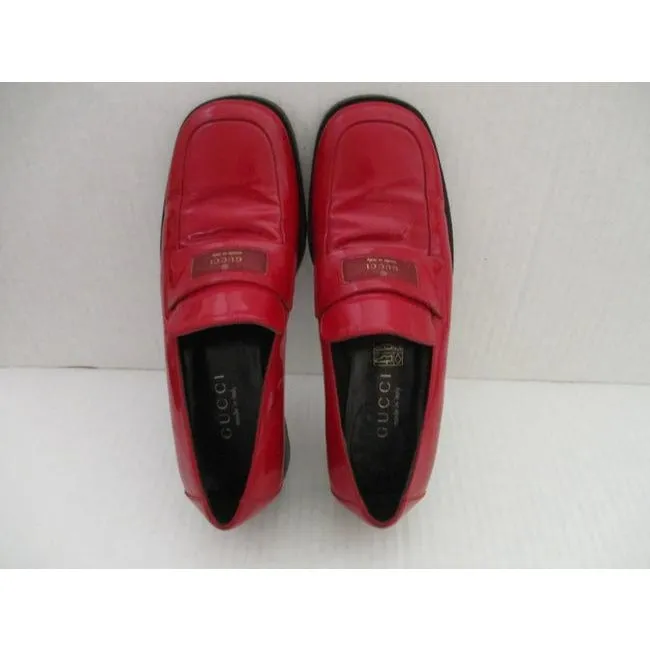 Gucci Purple Red Patent Leather Vintage Loafer Flats Size Eu