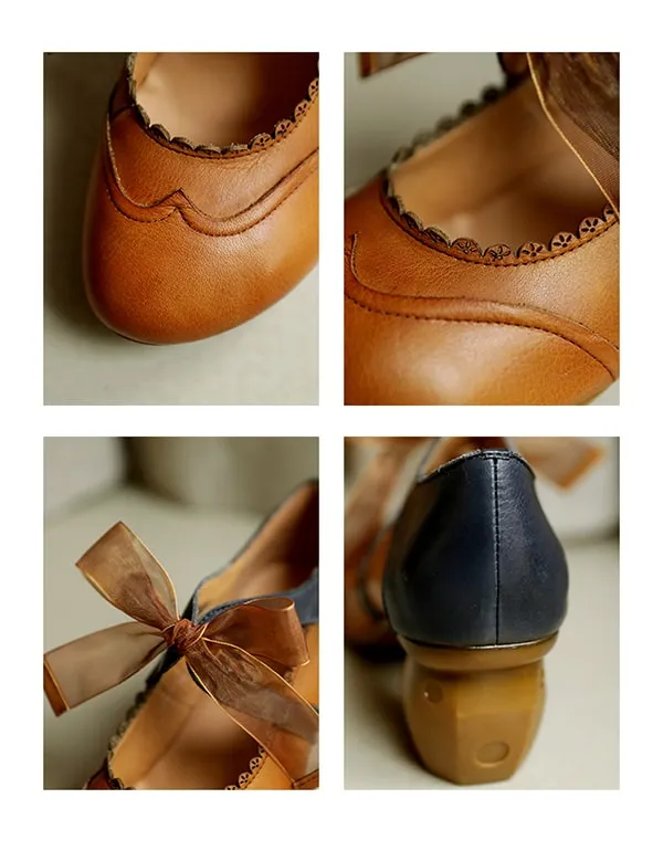 Handmade Vintage Elegant Chunky Heels