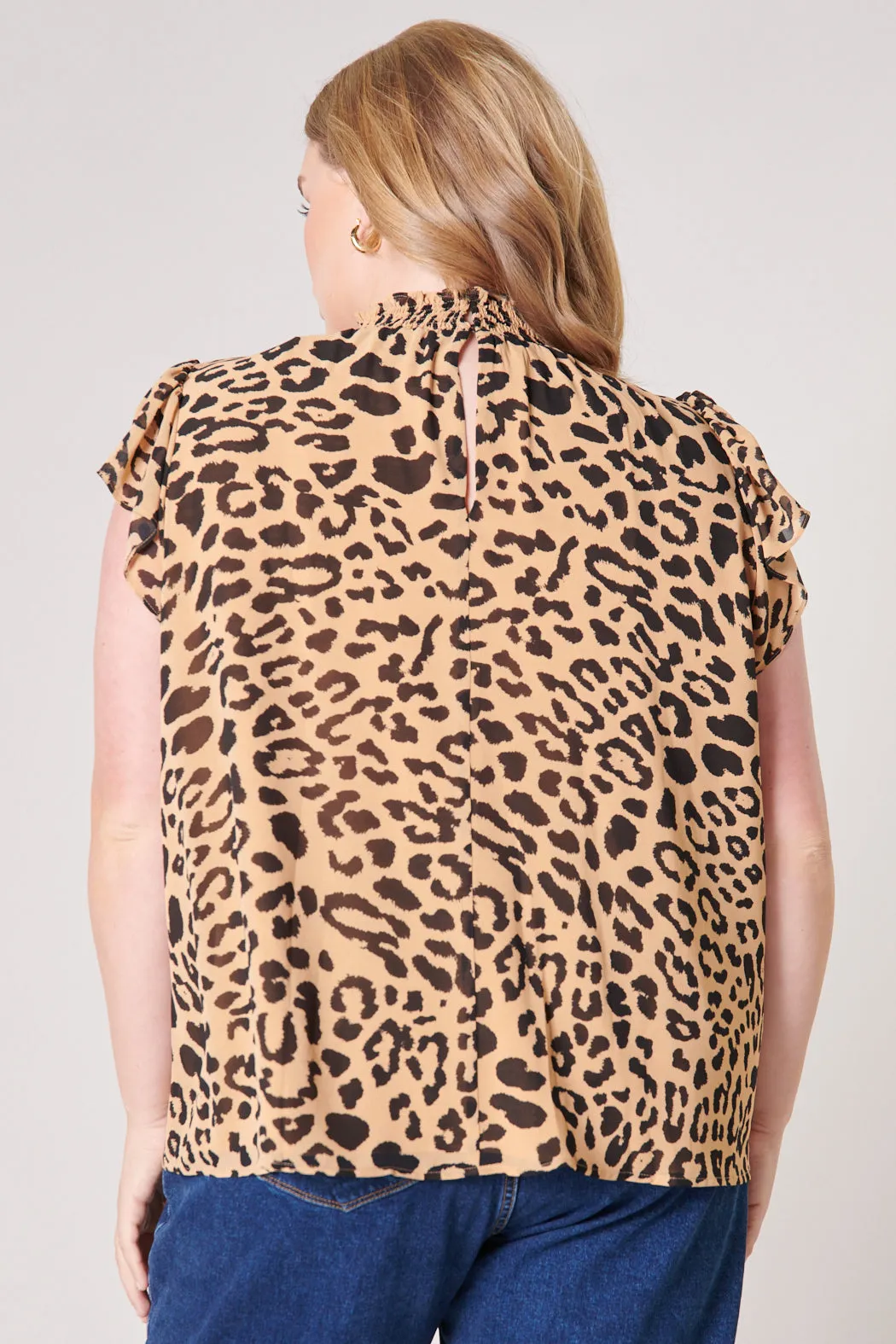 Java Leopard Sun Up Mock Neck Blouse Curve