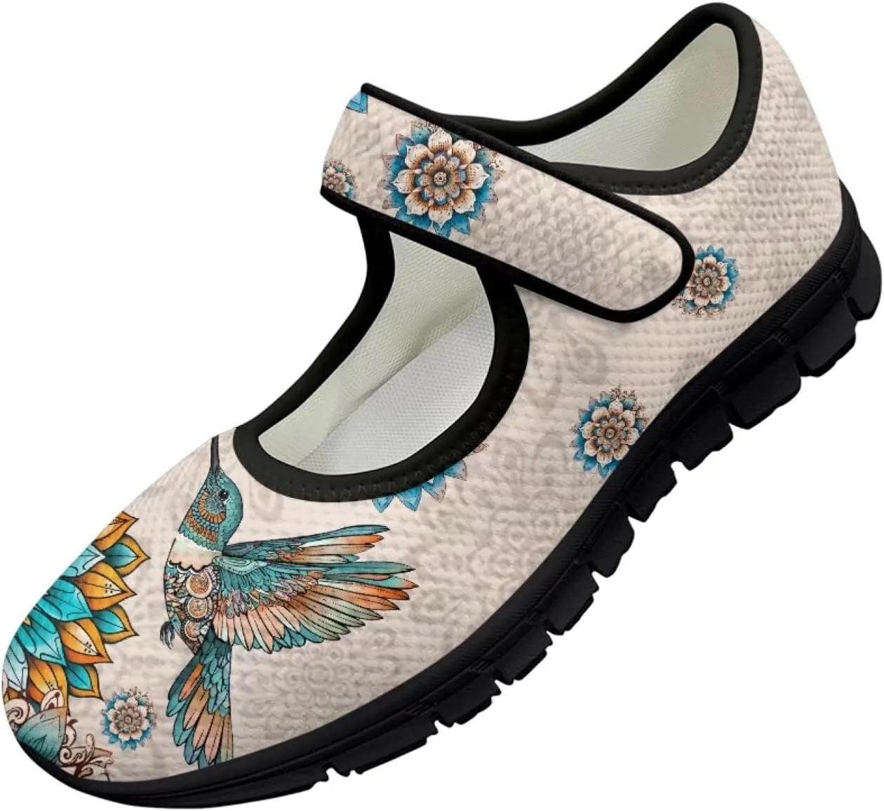 Jeiento Cute Hummingbirds Flats for Women Round Toe Ballet Flats Shoes Dressy Flats for Women