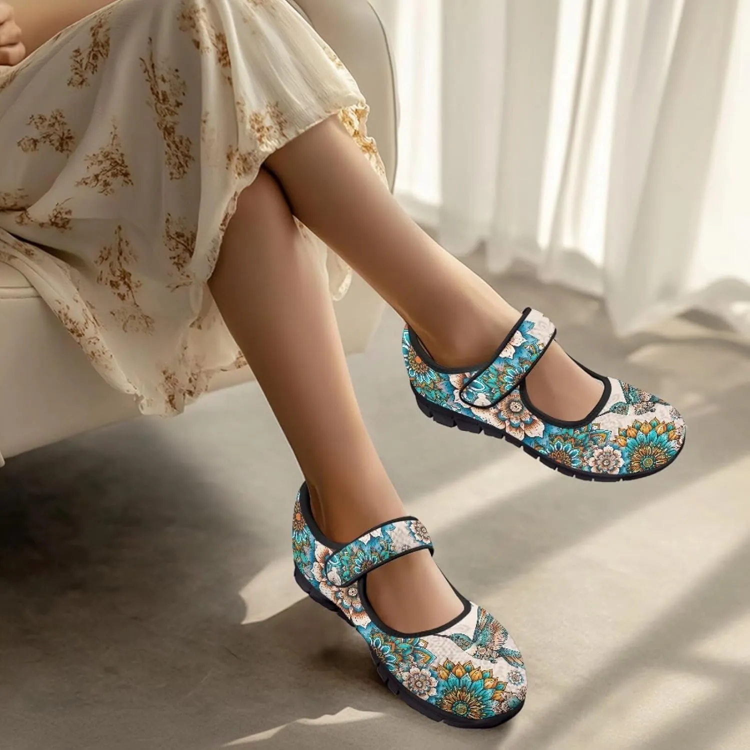 Jeiento Cute Hummingbirds Flats for Women Round Toe Ballet Flats Shoes Dressy Flats for Women