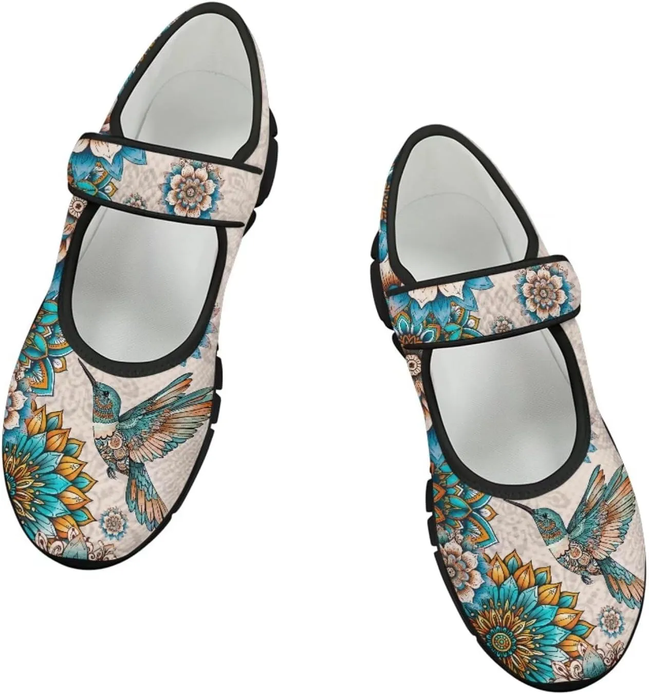 Jeiento Cute Hummingbirds Flats for Women Round Toe Ballet Flats Shoes Dressy Flats for Women