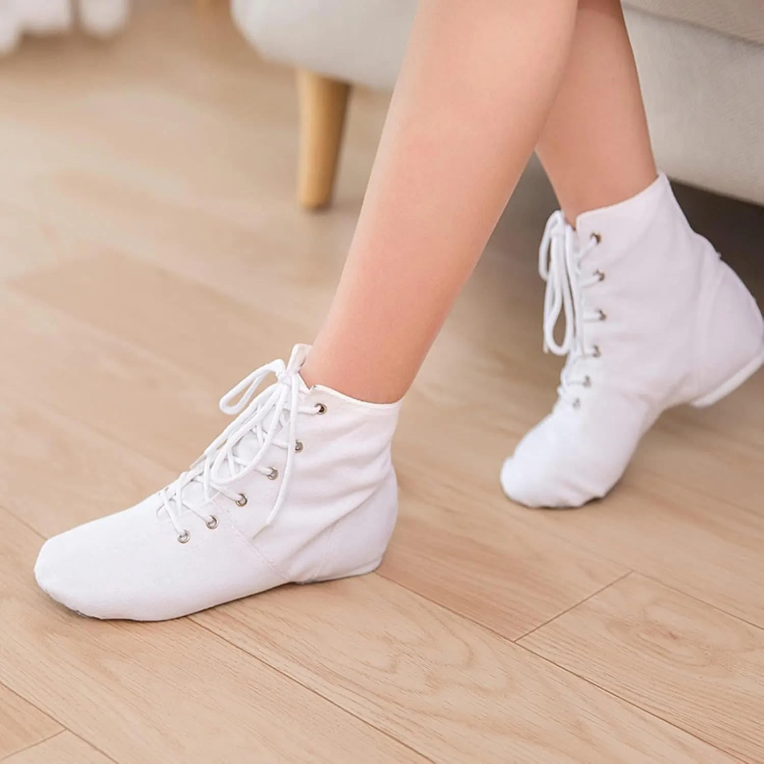 Kids Jazz Boot Shoes Baby Girl boy Ankle Lace-up Dance Shoes Flat 𝗣ractice Dancing Boots Soft-Soled High Boots