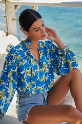 Lizzie Floral Raj Ruffle Balloon Sleeve Blouse