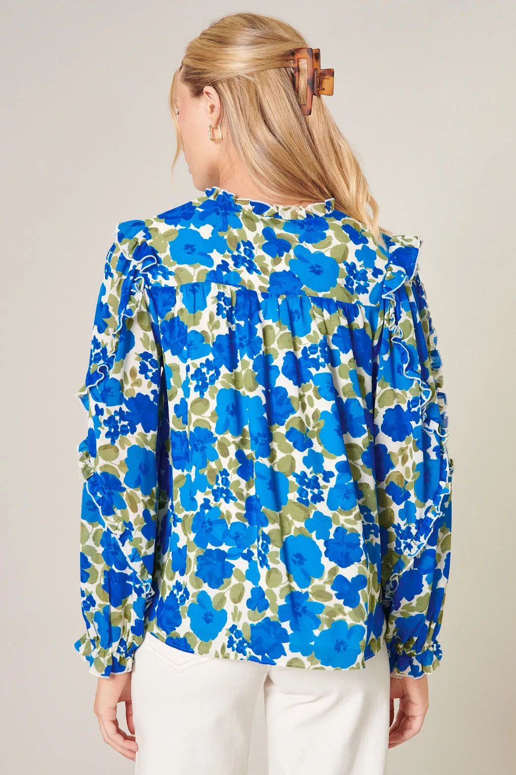 Lizzie Floral Raj Ruffle Balloon Sleeve Blouse