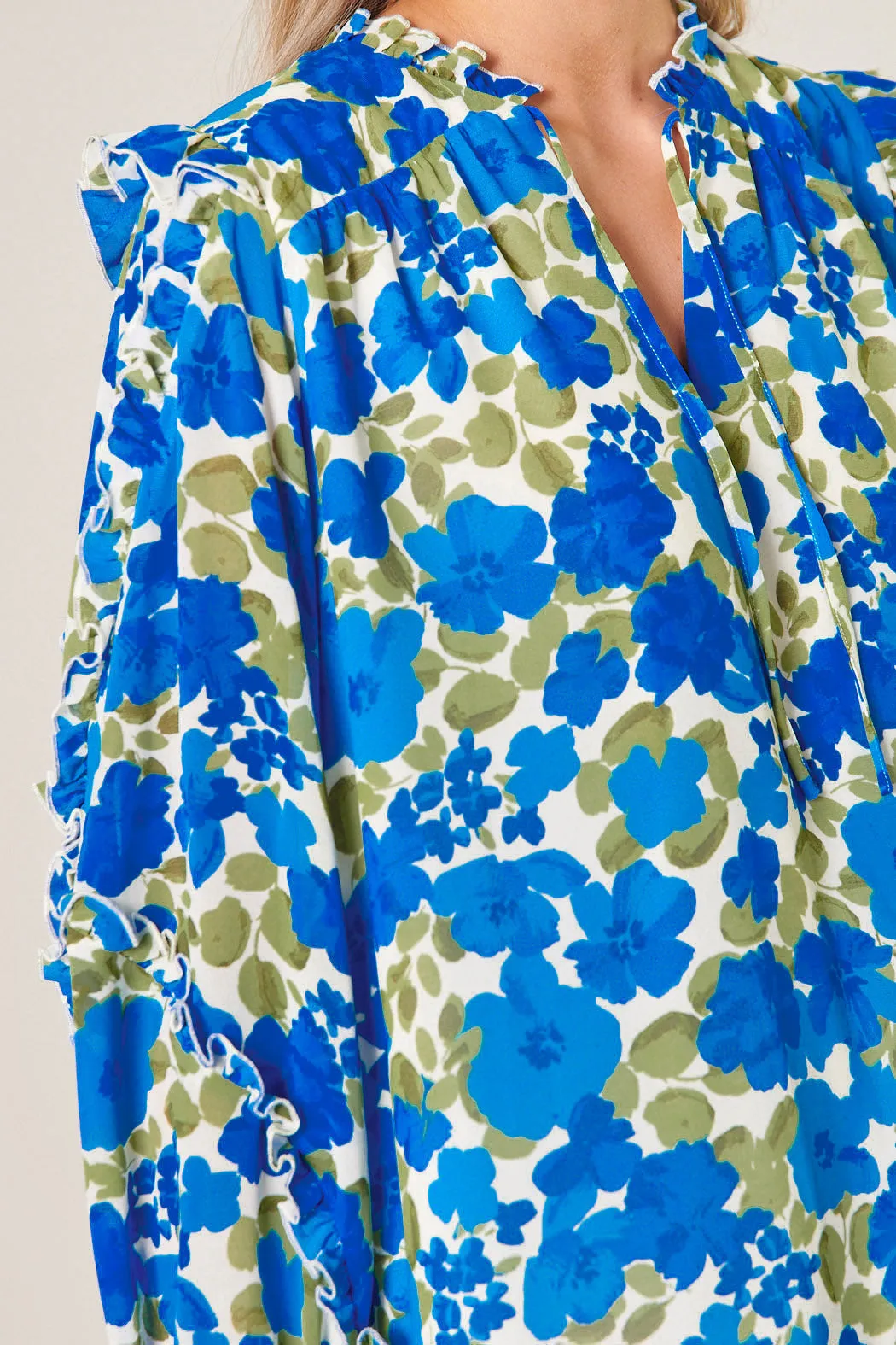 Lizzie Floral Raj Ruffle Balloon Sleeve Blouse
