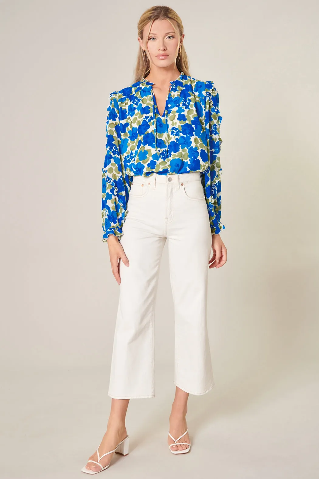 Lizzie Floral Raj Ruffle Balloon Sleeve Blouse