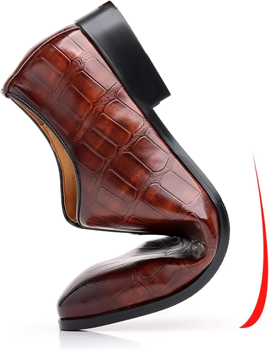 Mens Checkered Pattern Slip On Loafers Comfortable Dress Casual Shoes Driving Prom Party Wedding Business Smoking Slippers