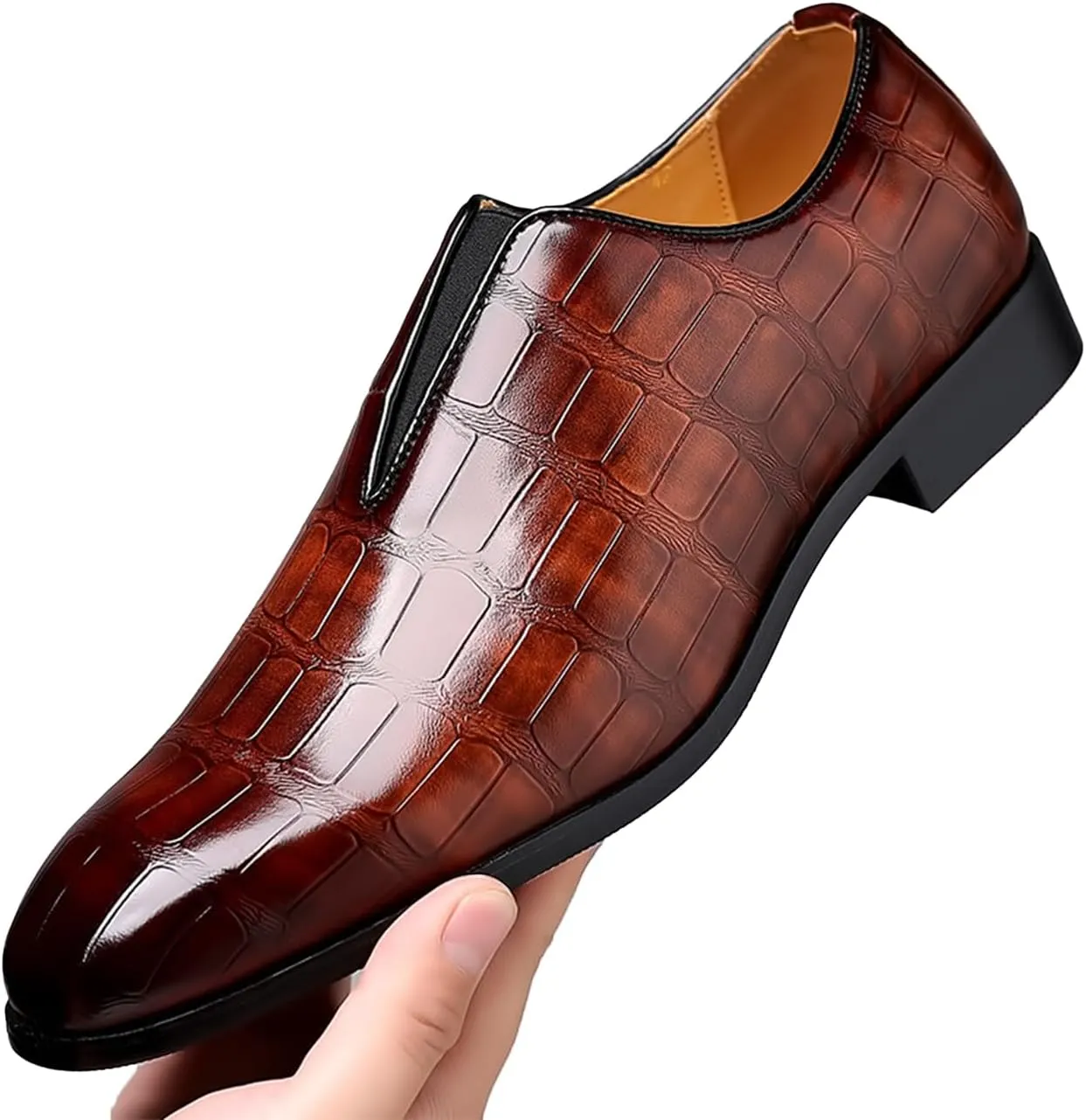 Mens Checkered Pattern Slip On Loafers Comfortable Dress Casual Shoes Driving Prom Party Wedding Business Smoking Slippers