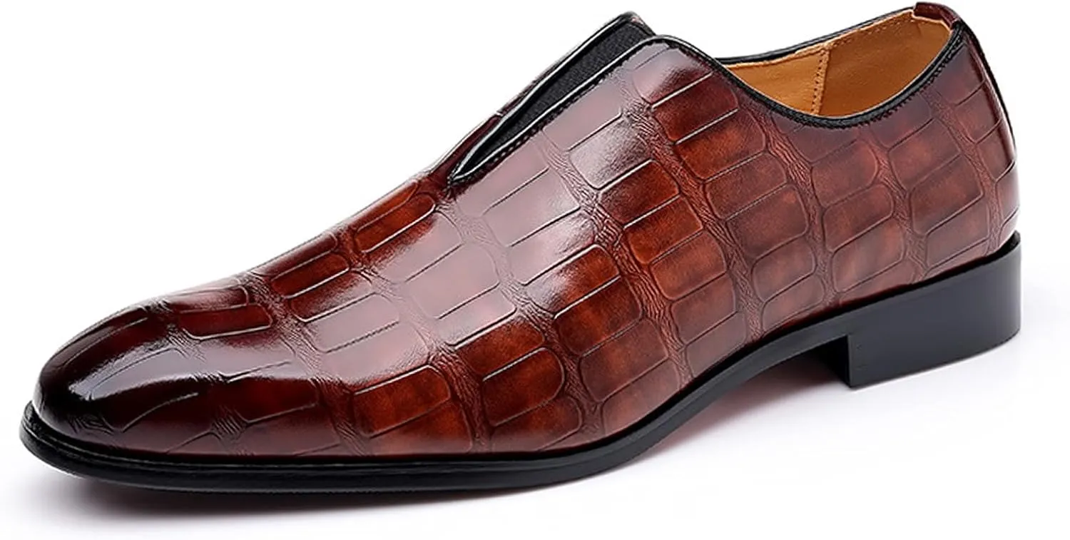 Mens Checkered Pattern Slip On Loafers Comfortable Dress Casual Shoes Driving Prom Party Wedding Business Smoking Slippers