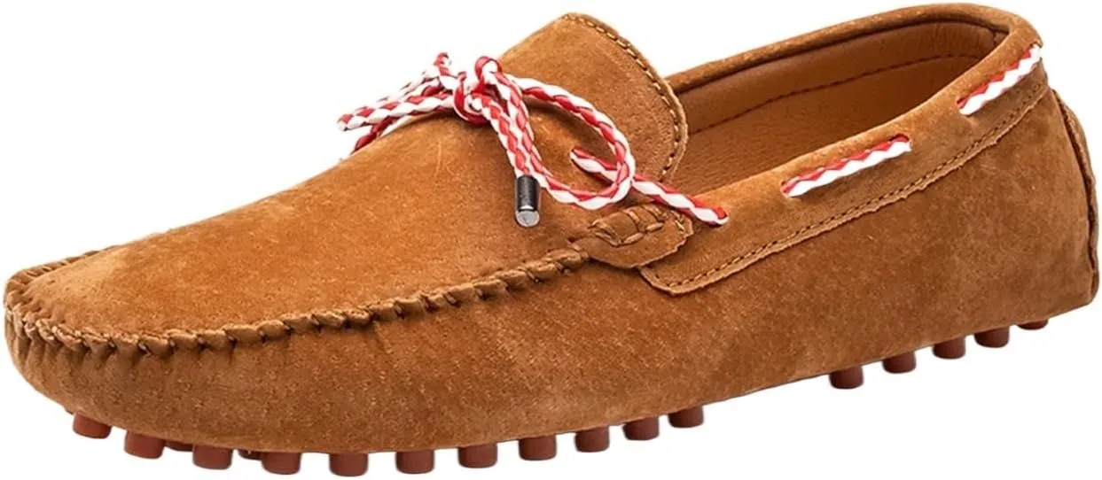 Men's Lightweight Driving Loafers - Flexible PU Leather Boat Shoes with Anti-Slip Sole, Moc Toe, Flat Heel, and Casual Slip-On Design