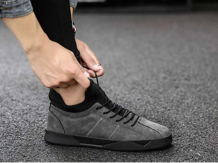 Men's Spring/Autumn Casual Suede Leather Lace-Up Flat Sneakers