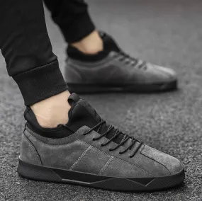 Men's Spring/Autumn Casual Suede Leather Lace-Up Flat Sneakers