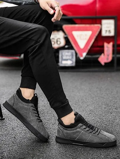 Men's Spring/Autumn Casual Suede Leather Lace-Up Flat Sneakers