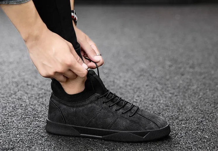 Men's Spring/Autumn Casual Suede Leather Lace-Up Flat Sneakers