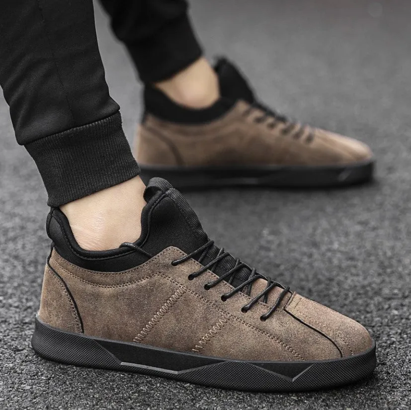 Men's Spring/Autumn Casual Suede Leather Lace-Up Flat Sneakers