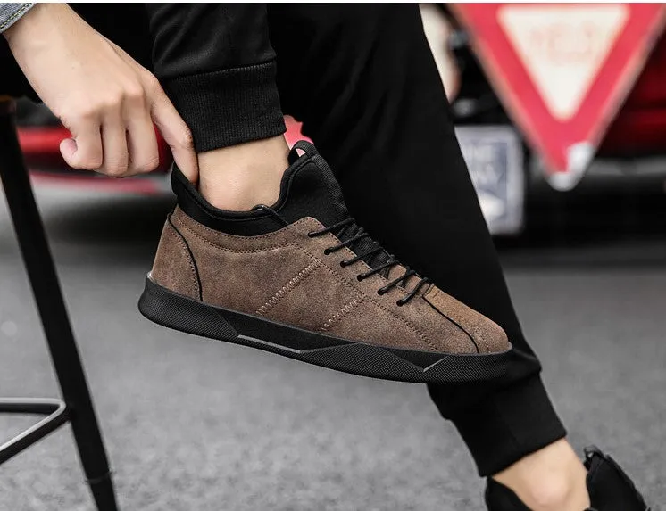 Men's Spring/Autumn Casual Suede Leather Lace-Up Flat Sneakers