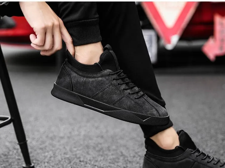 Men's Spring/Autumn Casual Suede Leather Lace-Up Flat Sneakers