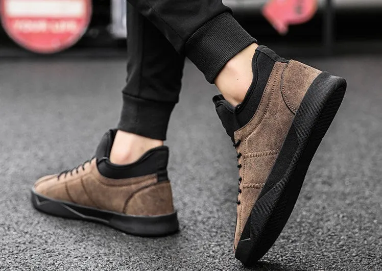 Men's Spring/Autumn Casual Suede Leather Lace-Up Flat Sneakers