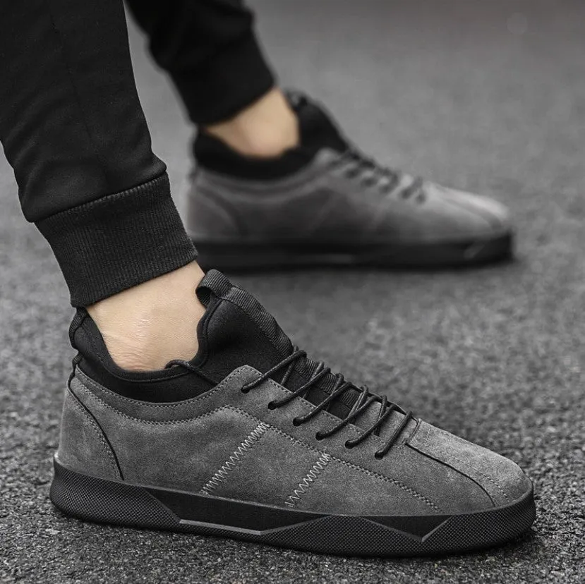 Men's Spring/Autumn Casual Suede Leather Lace-Up Flat Sneakers
