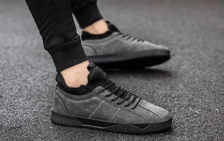 Men's Spring/Autumn Casual Suede Leather Lace-Up Flat Sneakers