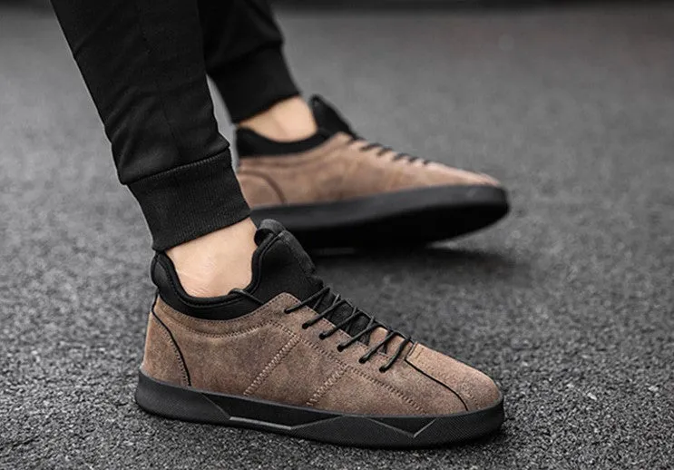 Men's Spring/Autumn Casual Suede Leather Lace-Up Flat Sneakers