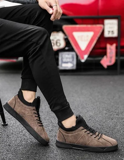 Men's Spring/Autumn Casual Suede Leather Lace-Up Flat Sneakers