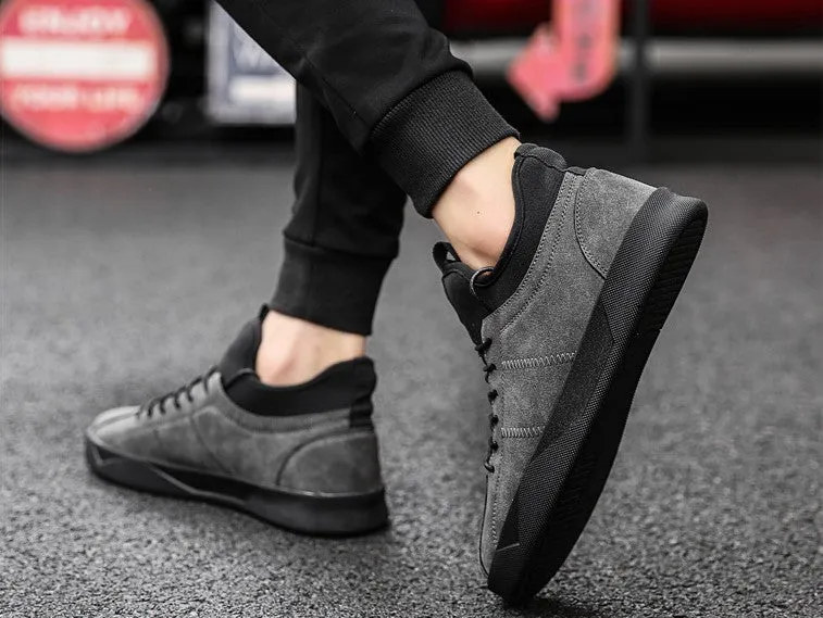 Men's Spring/Autumn Casual Suede Leather Lace-Up Flat Sneakers